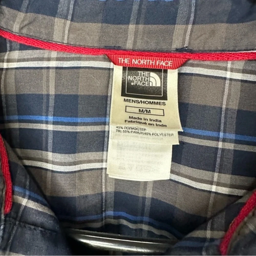 Men’s The North Face Size Medium Blue/Grey Long‎ Sleeve Plaid Button Down Shirt